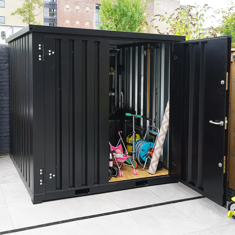 Contenedor desmontable negro 2 x 2 m – Puerta doble - Imagen 2